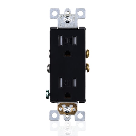 Faith Duplex Straight Blade Receptacle, 5-15R, 15 A, 125V AC, 2 Pole, 3 Wire, Grounded SSRE1TR-BK-10